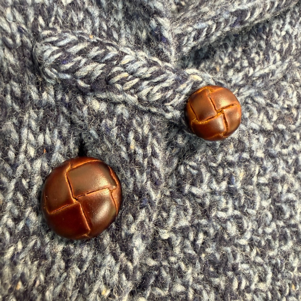 Brooks Brothers Lambs Wool Chunky Knit Shawl Loop Collar Cardigan Sweater XL - Picture 3 of 12